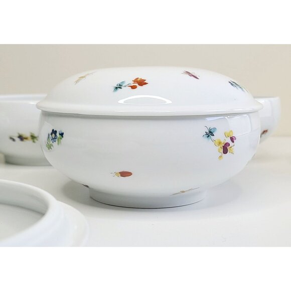 Limoges Chamart Porcelain Bowls With Lids Floral & Insect Trinkets set of 4 - Picture 4 of 16